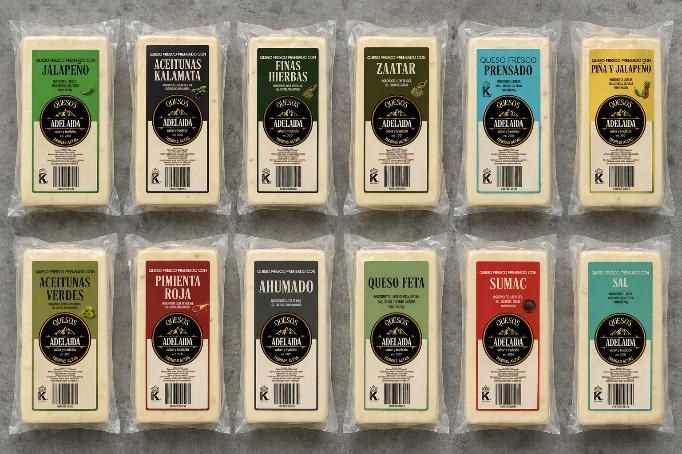 Queso fresco prensado con aceitunas kalamata, 2 kg